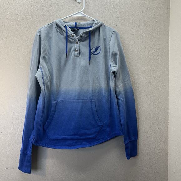 Colosseum Tampa Bay Lightning Gray Hoodie Sweatshirt Snap Button womens SZ M NHL - Picture 1 of 5